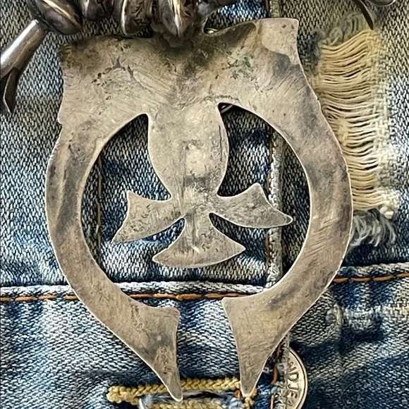 vintage Navajo Sterling Silver Naja squash, blossom Turquoise  Necklace Massive - Picture 9 of 17